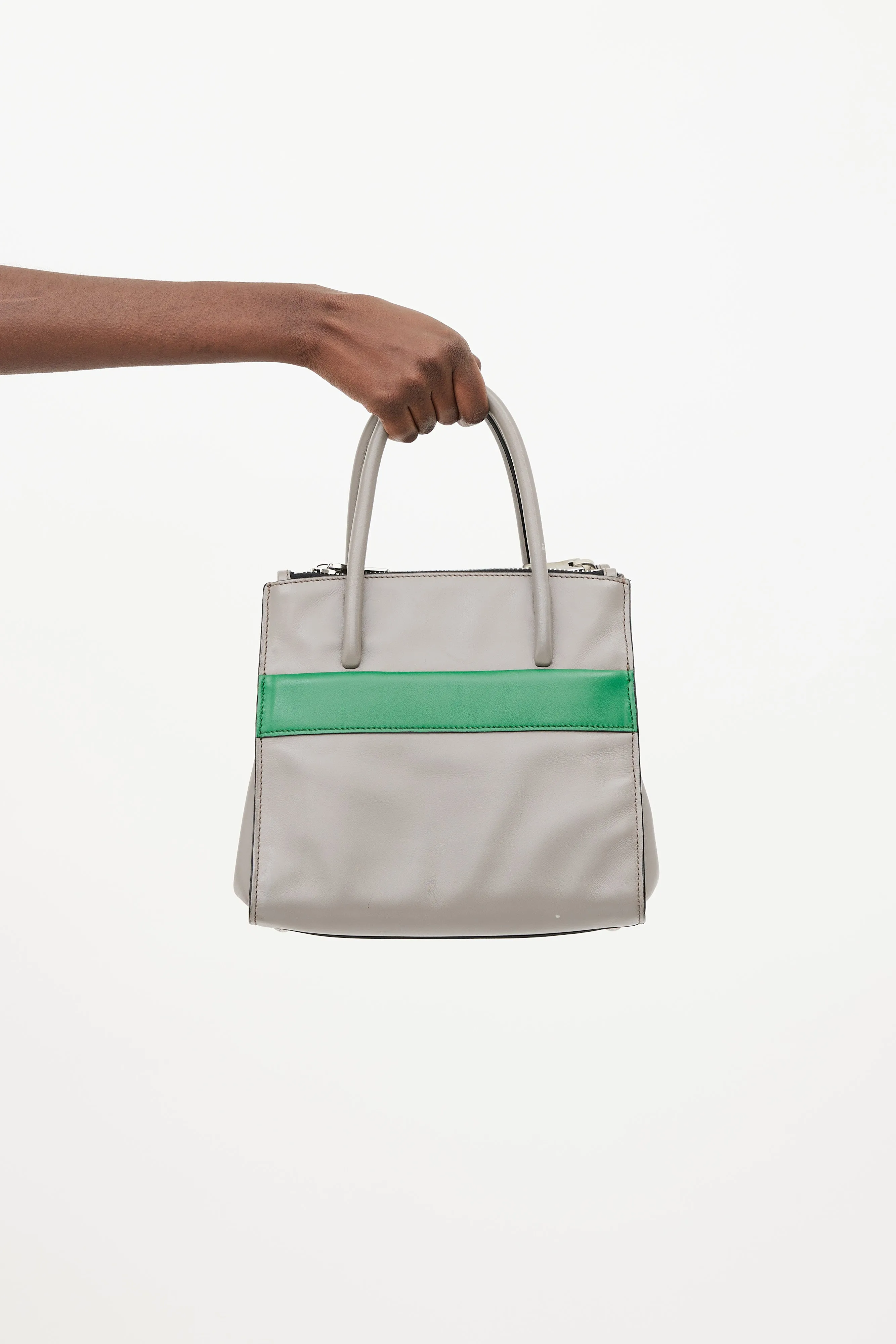 Grey, Green & Black Bold Snap Handbag