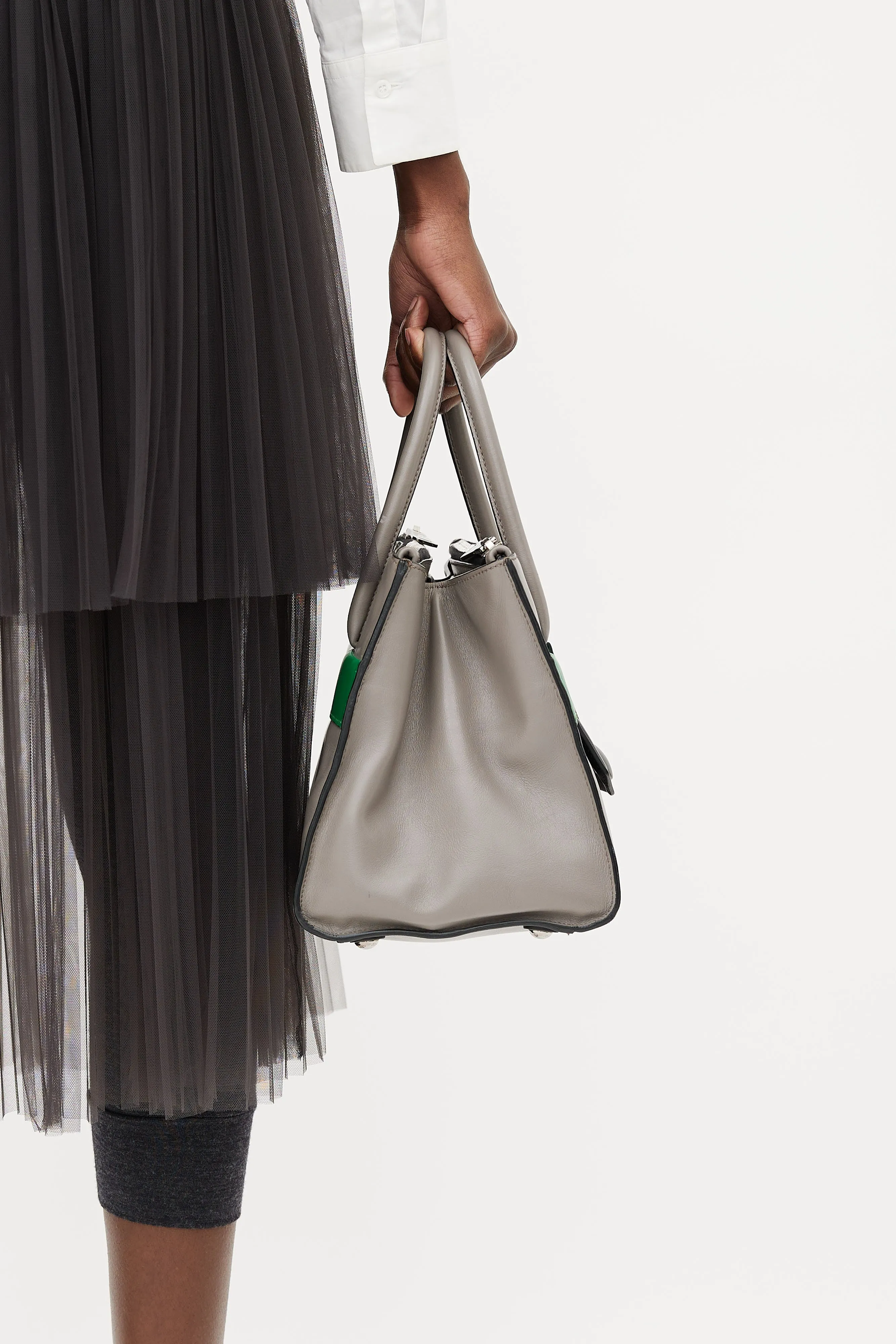 Grey, Green & Black Bold Snap Handbag
