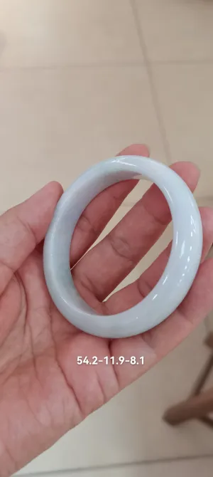 GUARDIAN | JAYDE Natural Grade-A Jadeite Bangle in White with Pale Lavender Purple & Green (54.2mm Half Round)