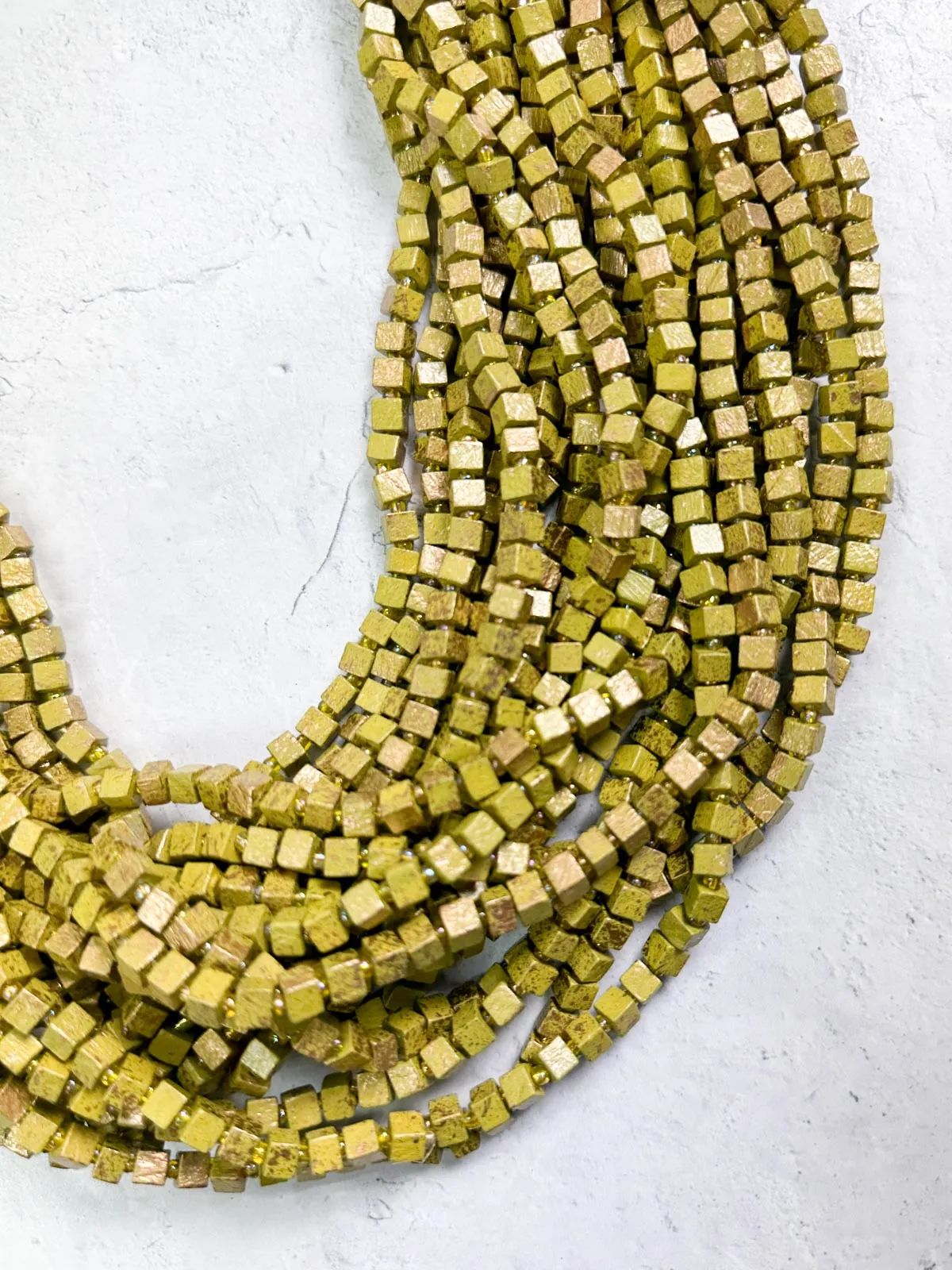 Hand Painted The Next Pashmina Beaded Necklace, Chartreuse/Gold