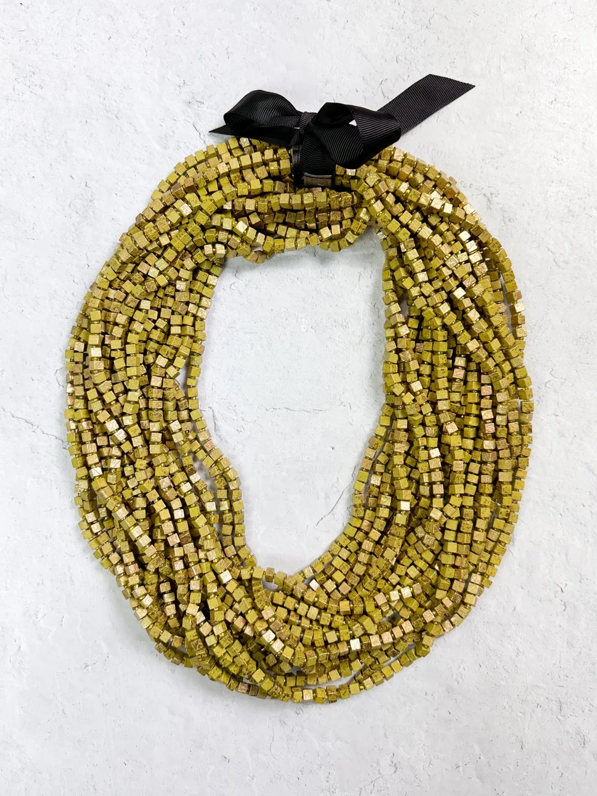 Hand Painted The Next Pashmina Beaded Necklace, Chartreuse/Gold