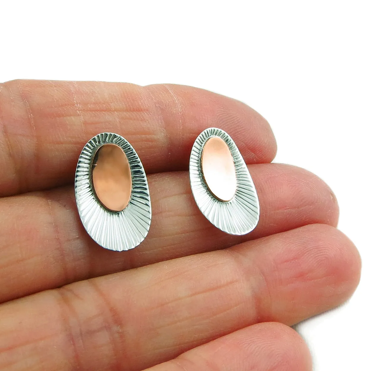 Handmade 925 Sterling Silver and Copper Earrings