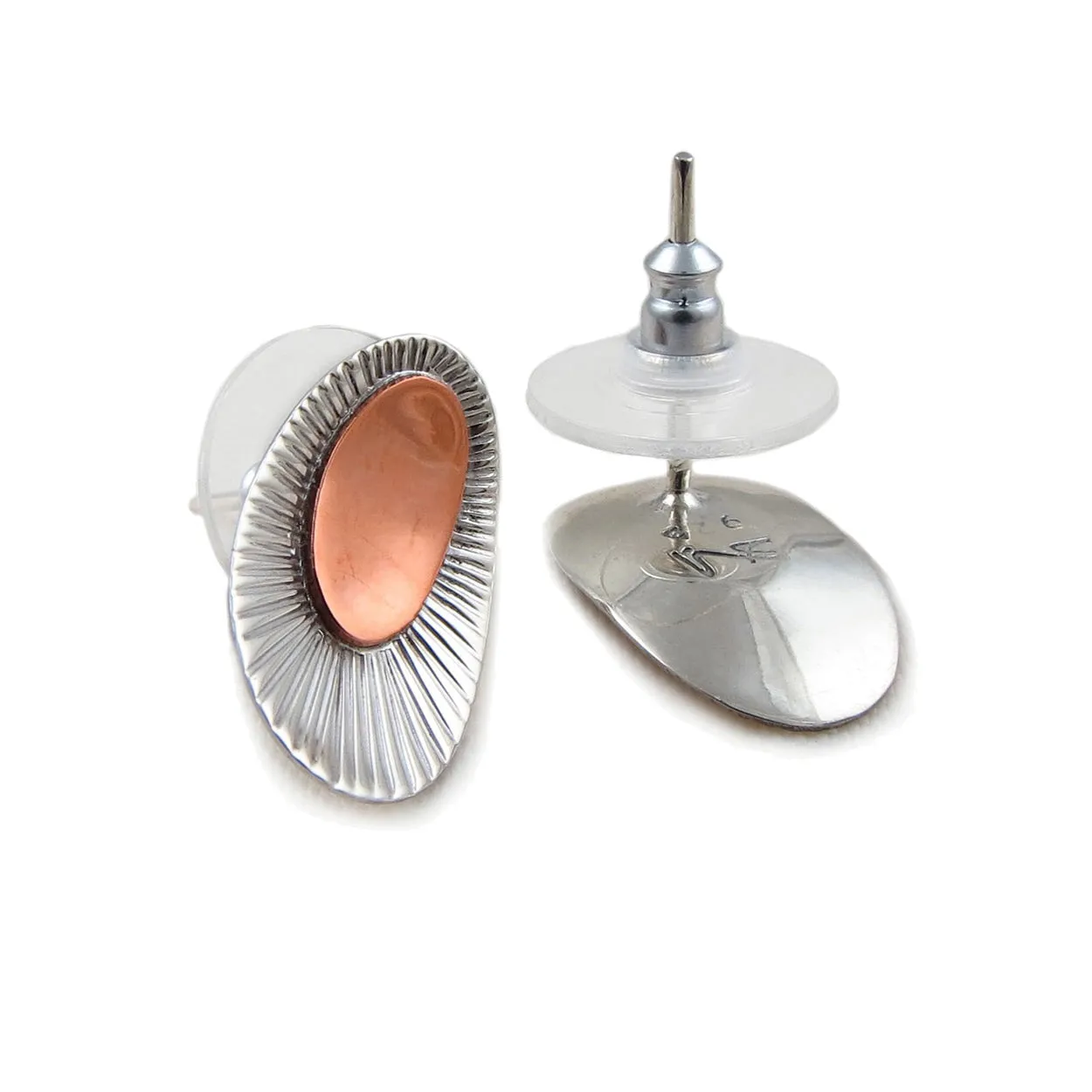 Handmade 925 Sterling Silver and Copper Earrings