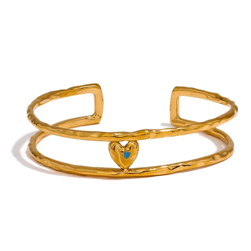 HeartLine Cuff Bracelet - 18K Gold Coated