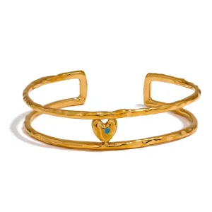 HeartLine Cuff Bracelet - 18K Gold Coated