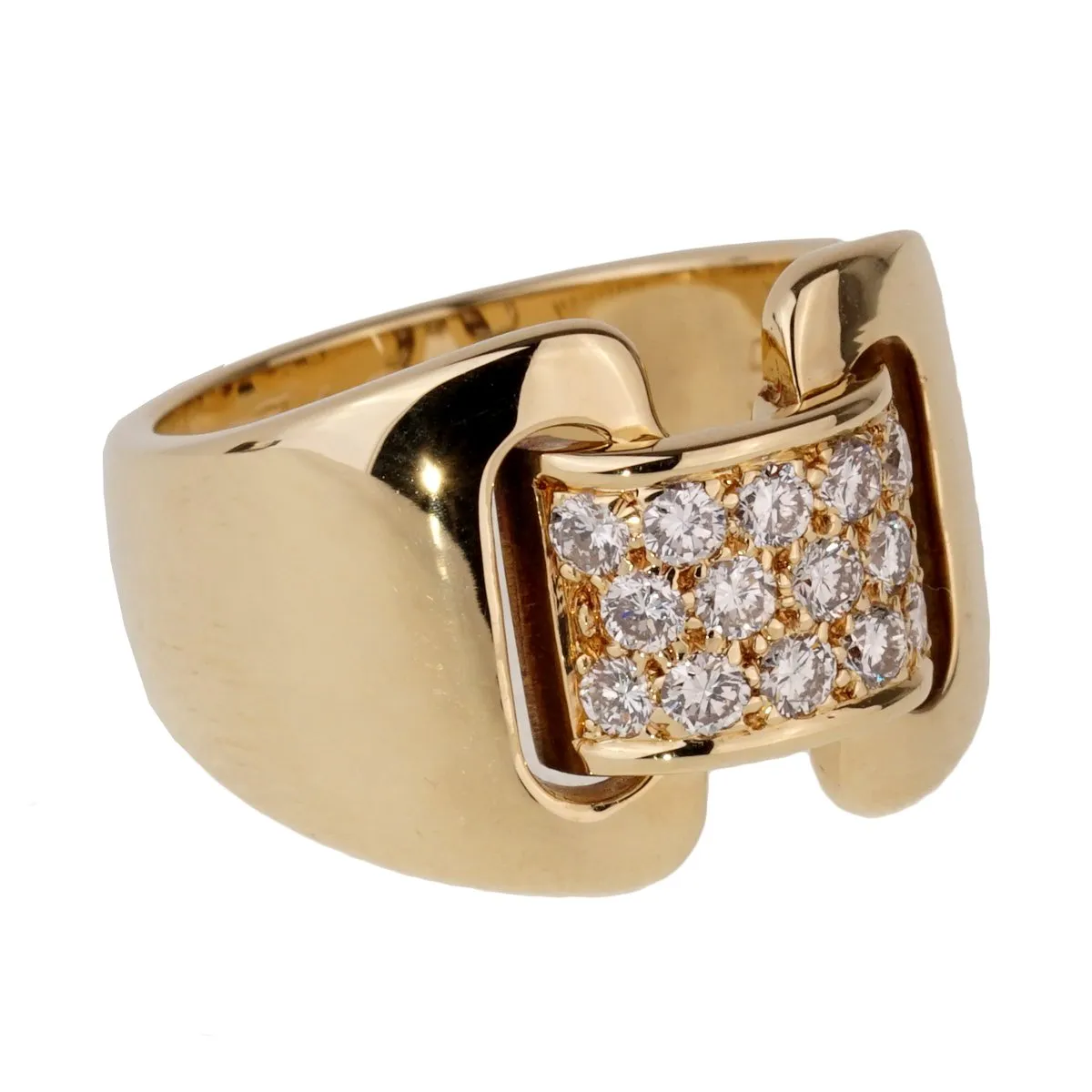 Hermes Diamond Yellow Gold Cocktail Ring