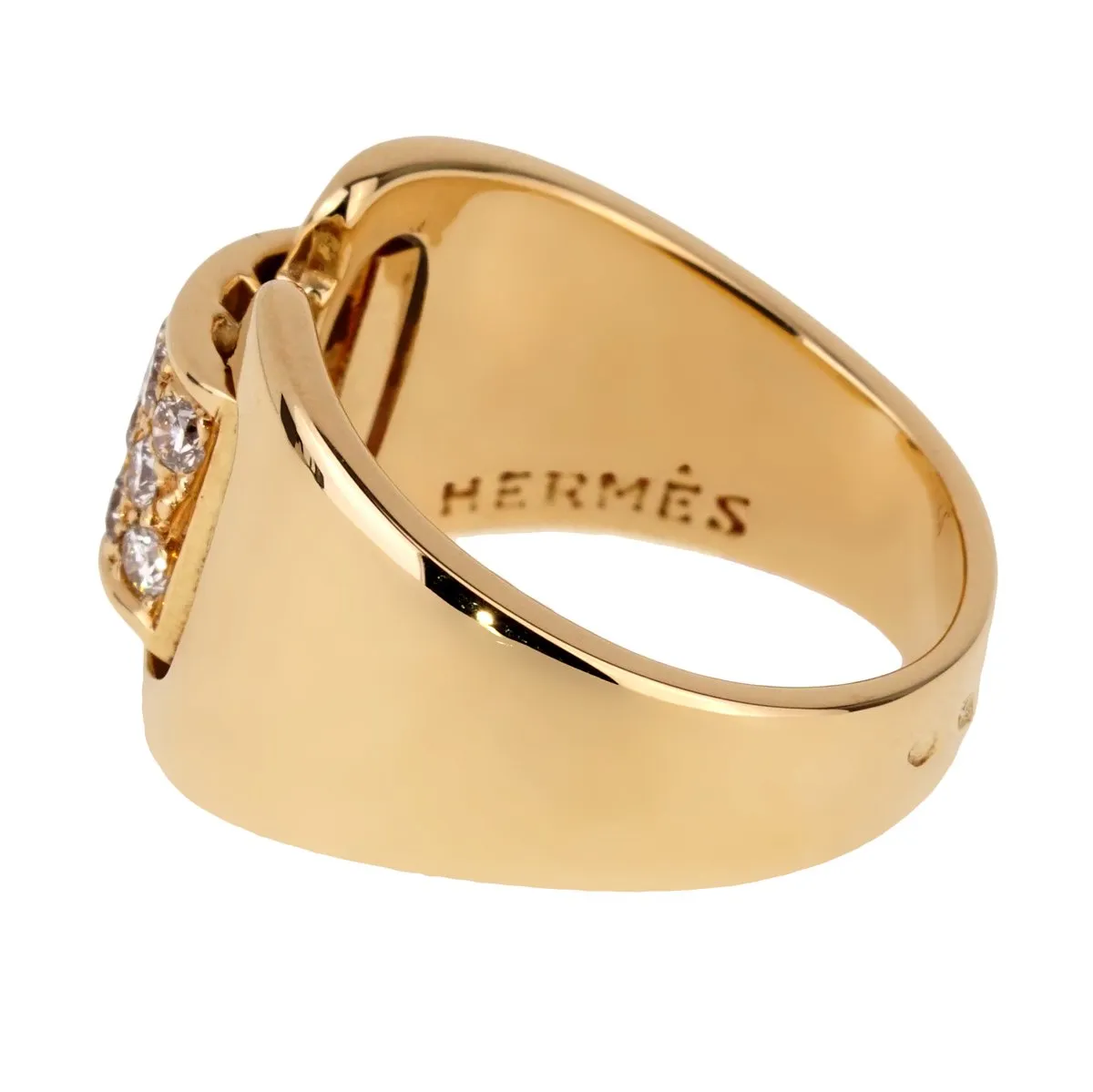 Hermes Diamond Yellow Gold Cocktail Ring