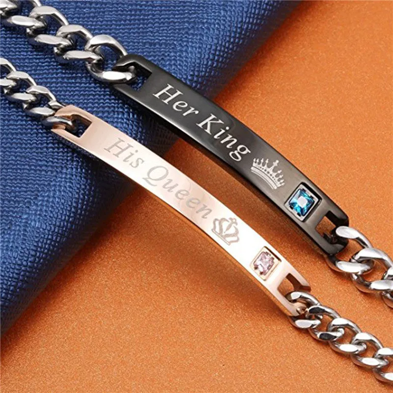 His Queen Her King Stainless Steel Bracelets