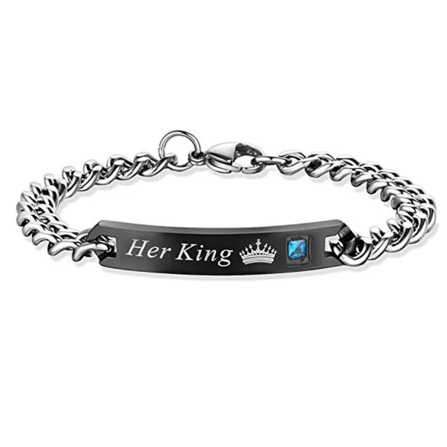 His Queen Her King Stainless Steel Bracelets