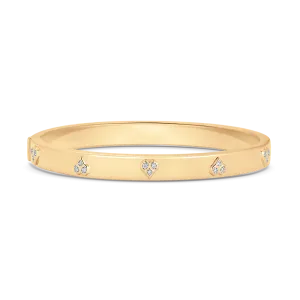Honey Comb Gold and Diamond Heart Bangle