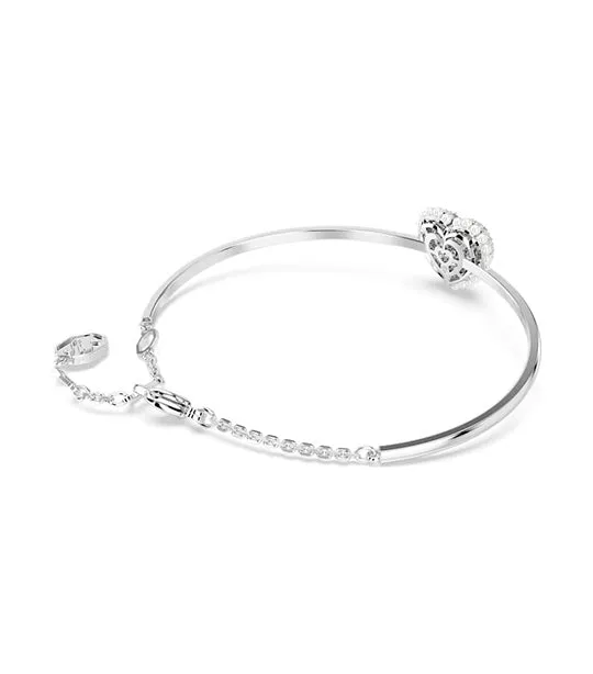 Hyperbola Bangle Heart, White, Rhodium Plated