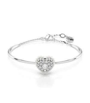 Hyperbola Bangle Heart, White, Rhodium Plated