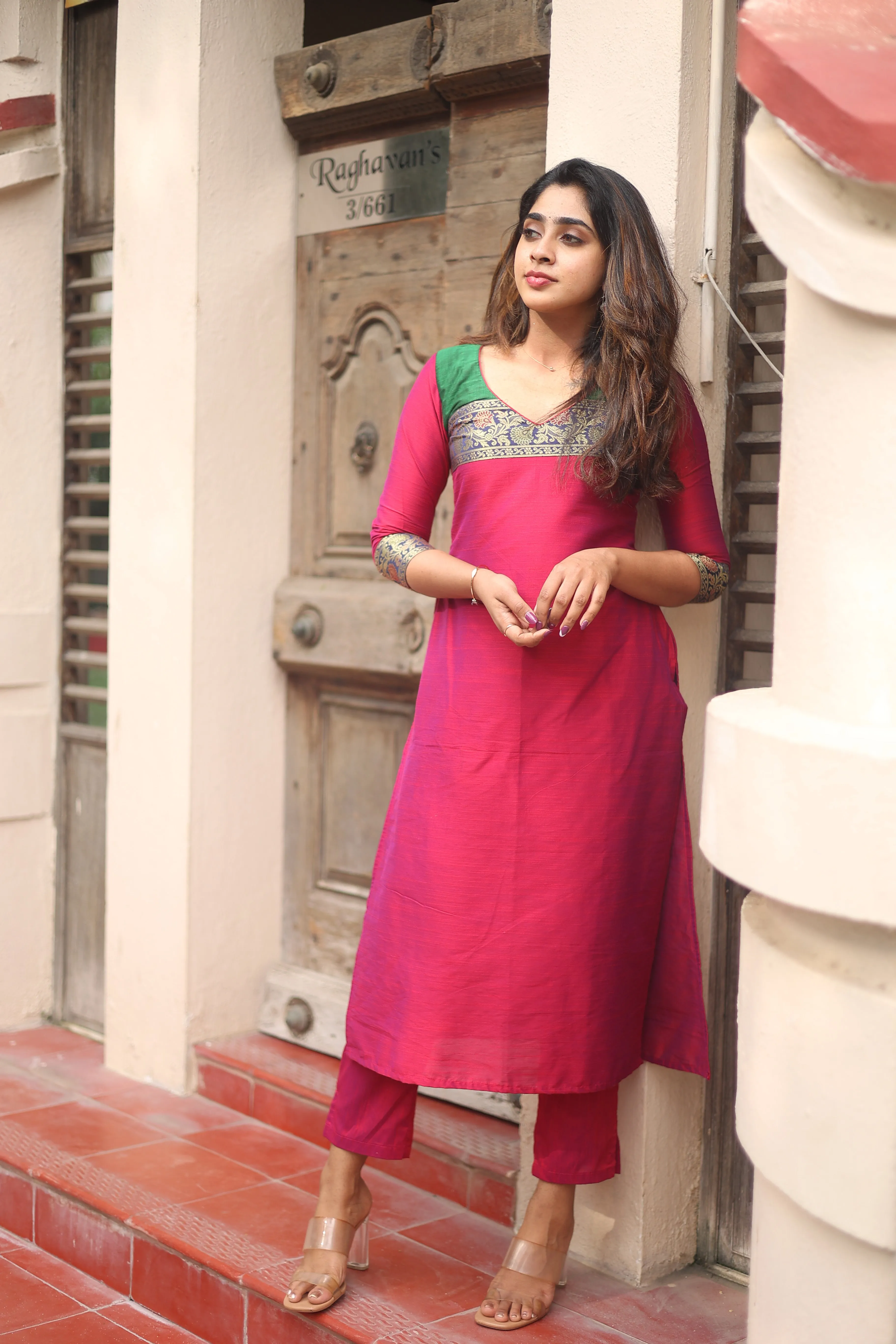 Iva Magenta Kurta Set (Set of 2)