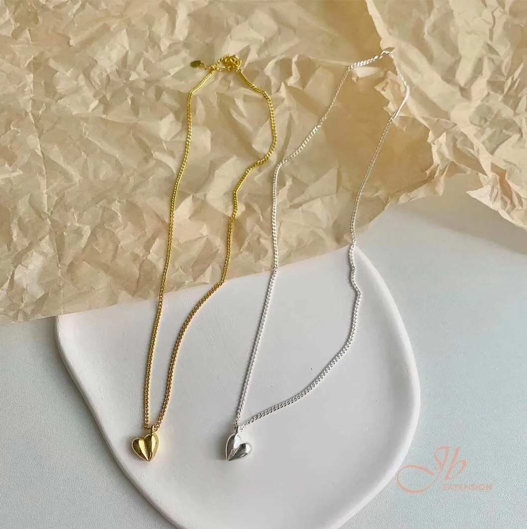 JBSELECTION Heart Necklace | Love Pendant Necklaces for Women Gold Silver Plated