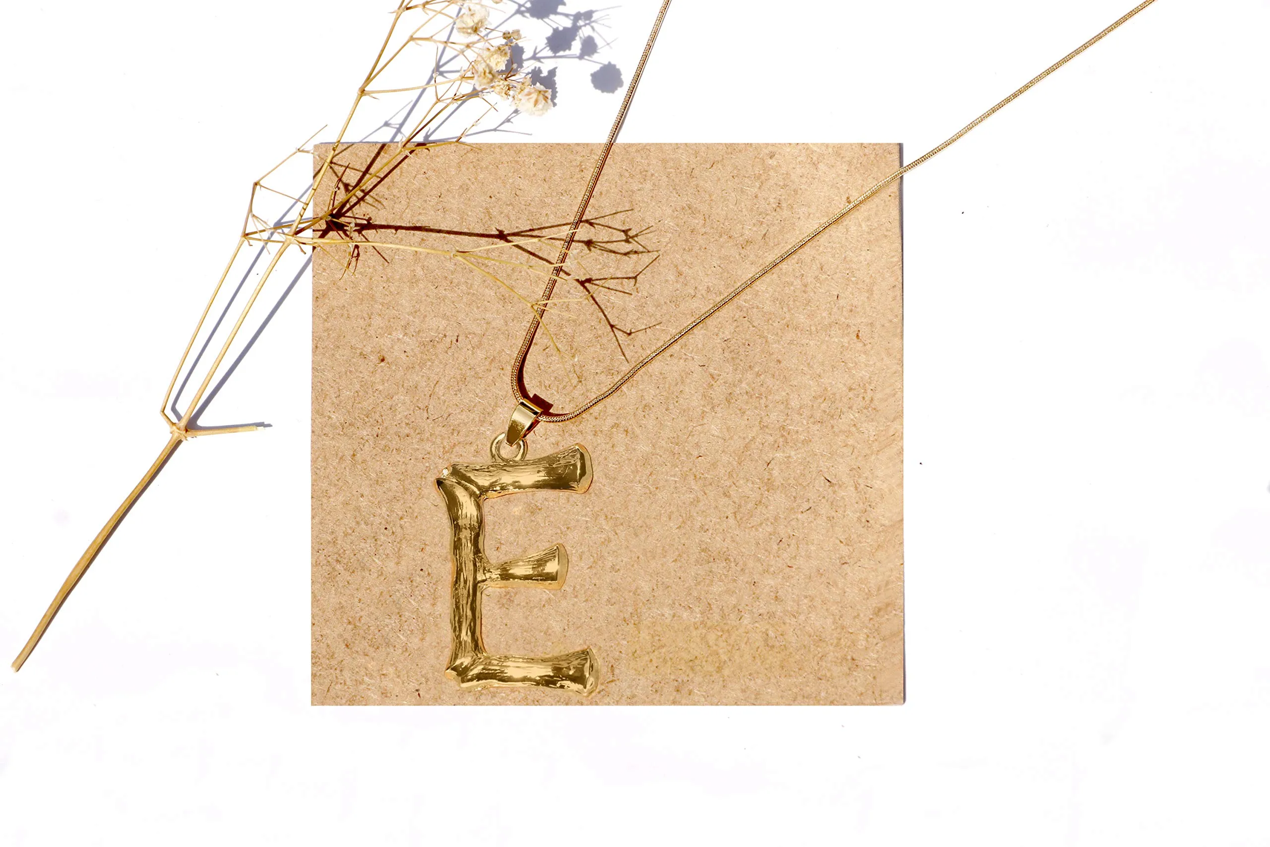 Joker & Witch E Initial Gold Pendant Necklace for Women
