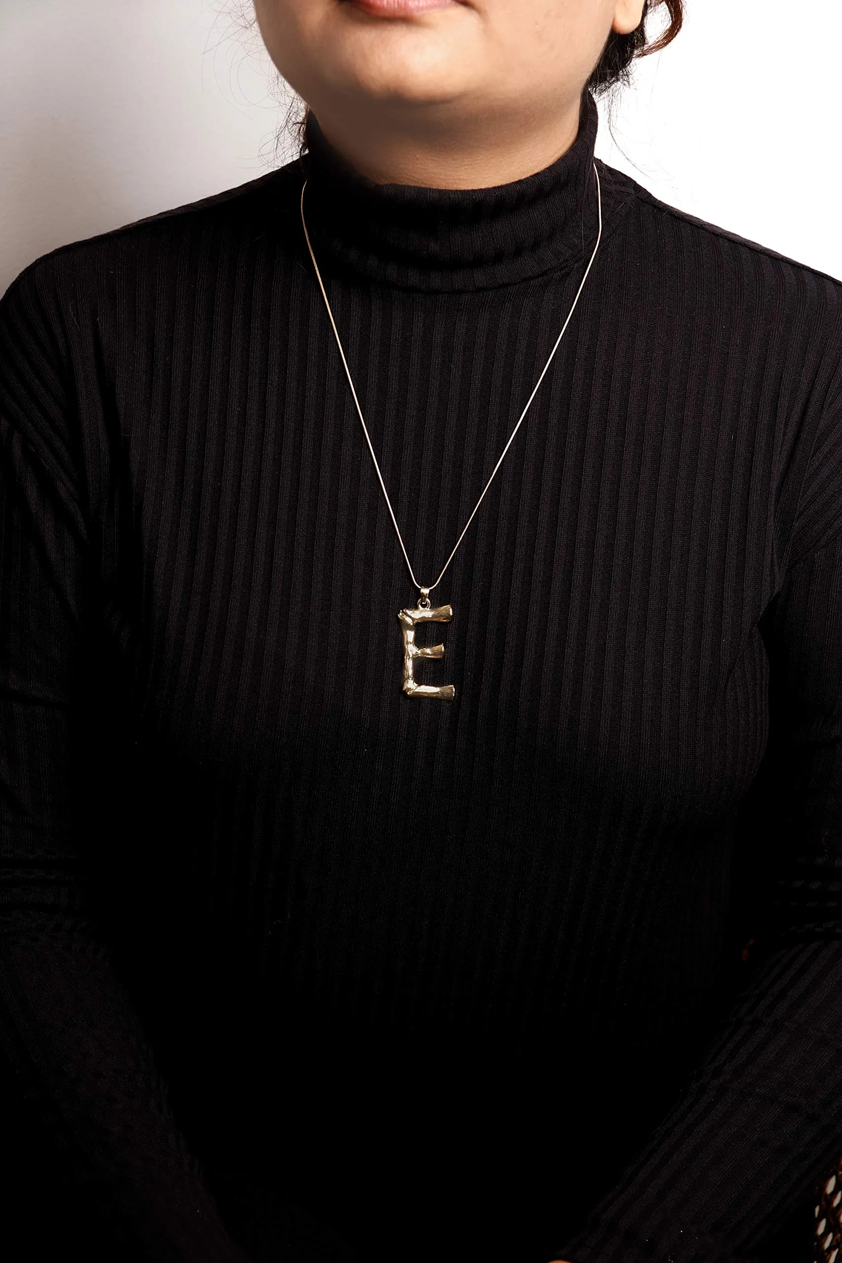 Joker & Witch E Initial Gold Pendant Necklace for Women
