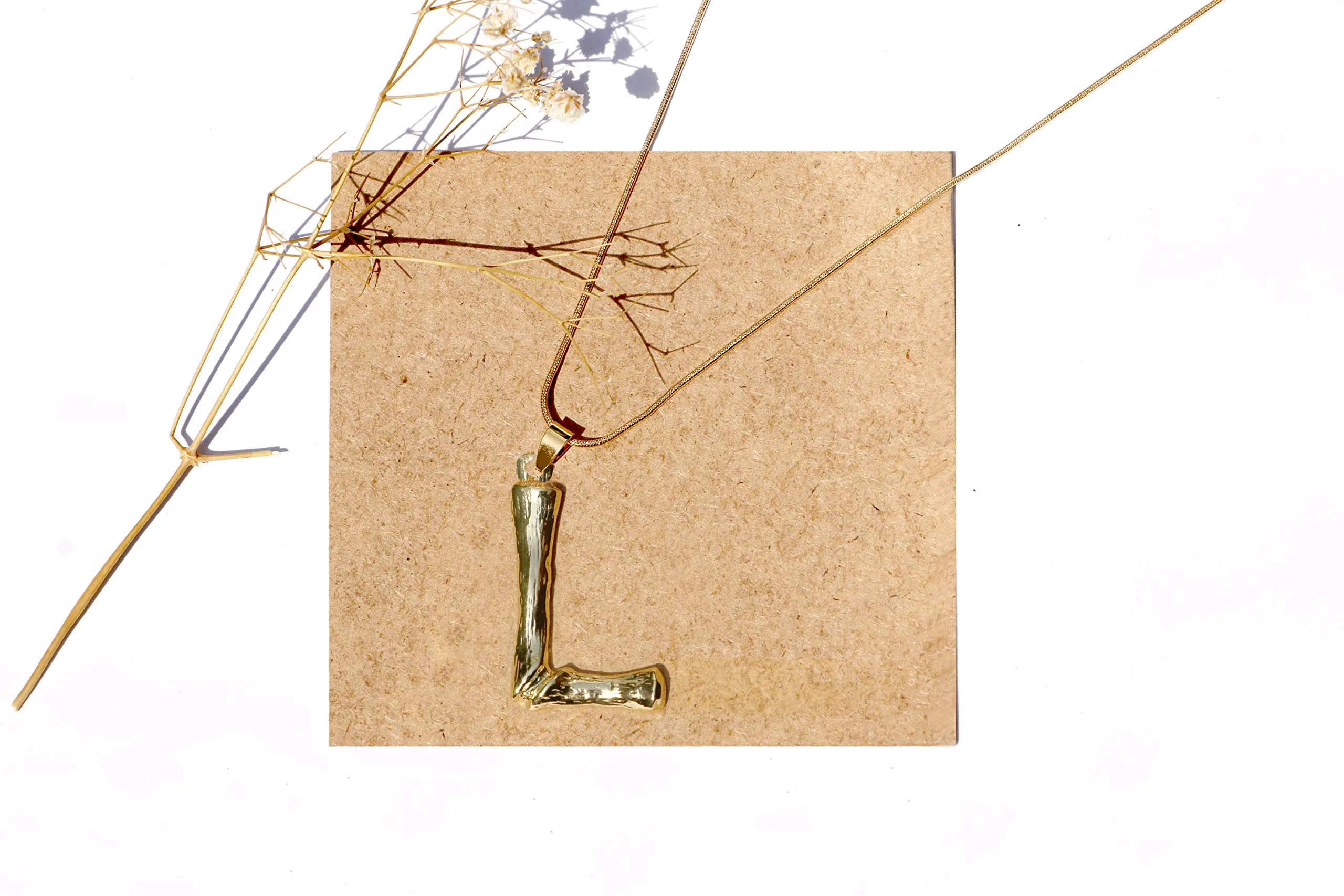 Joker & Witch L Initial Gold Pendant Necklace for Women