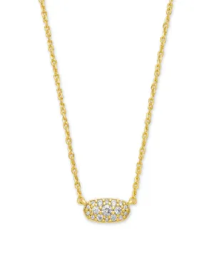 Kendra Scott Grayson Crystal Pendant Necklace in Gold Metal White Crystal