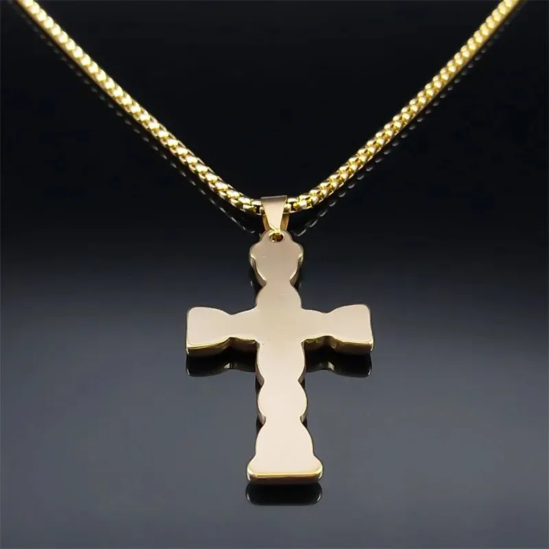 Knot Cross Pendant Necklace for Men Women Stainless Steel Gold Color Male Female Necklaces