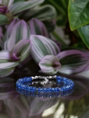 Kyanite 4 - 5mm Beaded Natural Gemstone Sterling Silver/14ct Gold Filled Bracelet, Genuine Top Grade Gift Jewelry, Women Fashion Jewellery