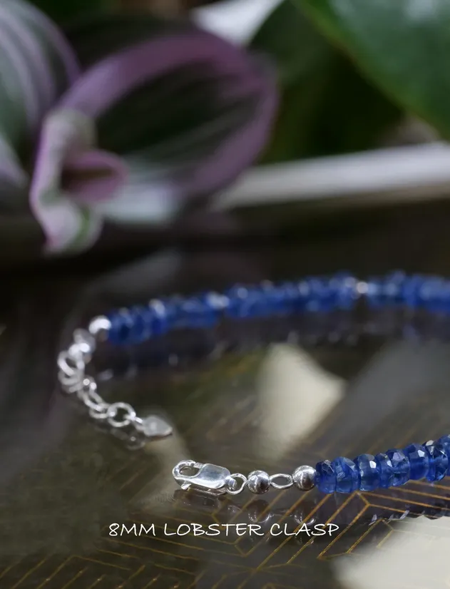 Kyanite 4 - 5mm Beaded Natural Gemstone Sterling Silver/14ct Gold Filled Bracelet, Genuine Top Grade Gift Jewelry, Women Fashion Jewellery