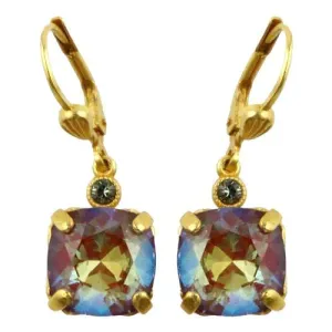 La Vie Parisienne Earrings Gold Swarovski Crystal Dangle Popesco 6581G Blue Ruby