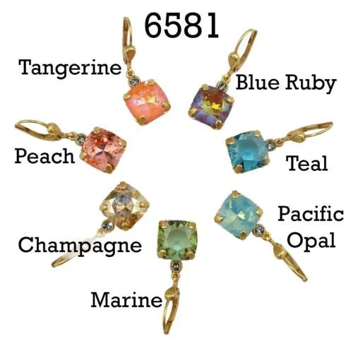 La Vie Parisienne Earrings Gold Swarovski Crystal Dangle Popesco 6581G Blue Ruby