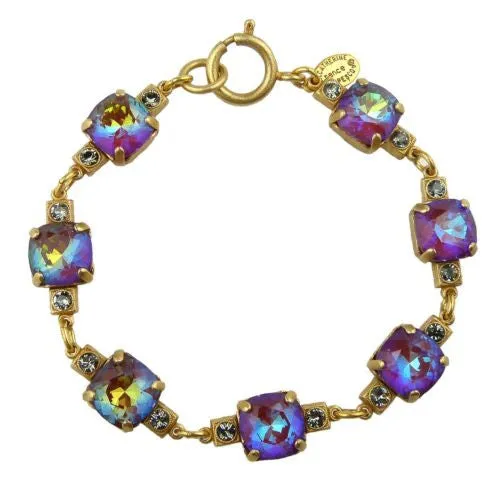 La Vie Parisienne Earrings Gold Swarovski Crystal Dangle Popesco 6581G Blue Ruby