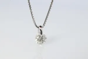 Large Diamond solitaire pendant. Platinum Pt900 Round diamond 0.59CT Necklace