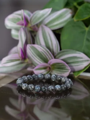 Larvikite 8mm Beaded Natural Gemstone Elastic Bracelet, Genuine Top Grade Gift Jewelry, Men Women Fashion Crystal Energy Jewellery