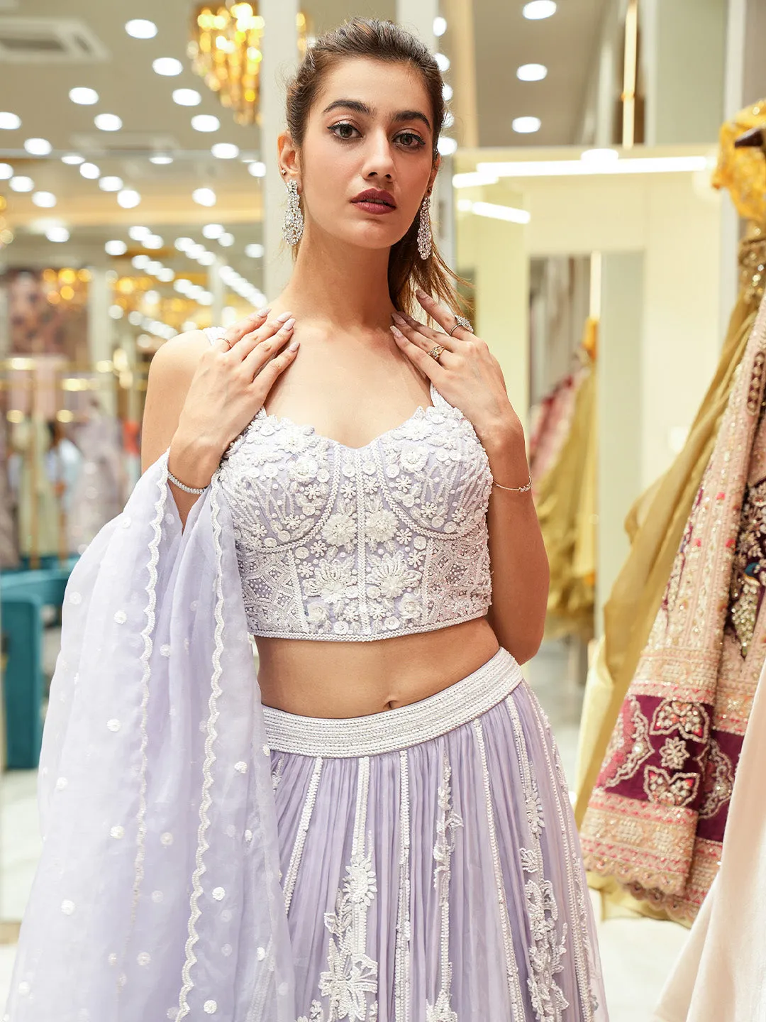 Lavender Floral Whispers Lehenga Set