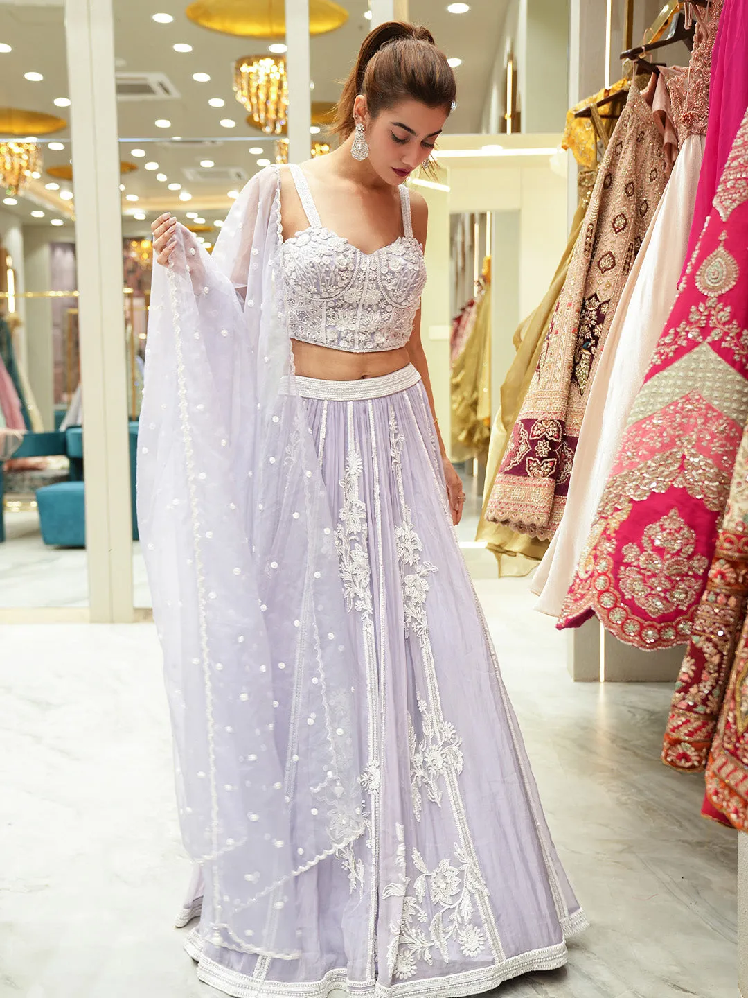 Lavender Floral Whispers Lehenga Set