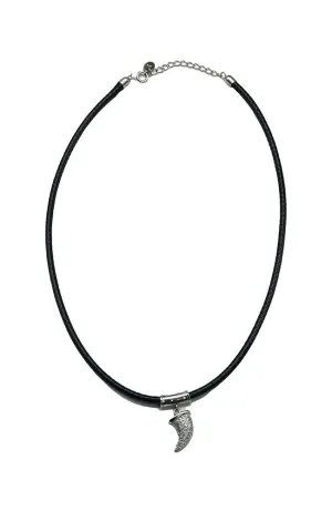 Leatherette Choker Silver Horn