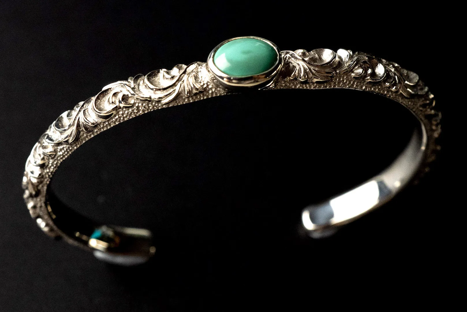 Legend 6mm "Ivy"  Silver Bangle With Turquoise (B-83-TQ)