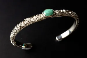 Legend 6mm "Ivy"  Silver Bangle With Turquoise (B-83-TQ)