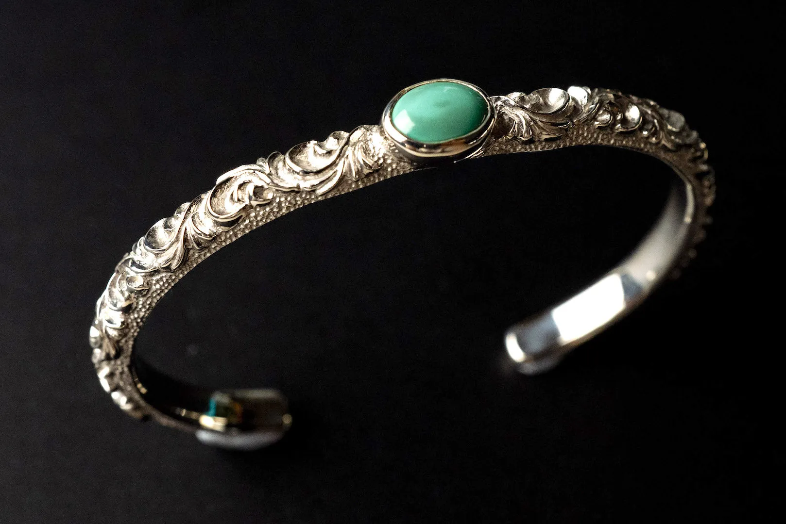 Legend 6mm "Ivy"  Silver Bangle With Turquoise (B-83-TQ)