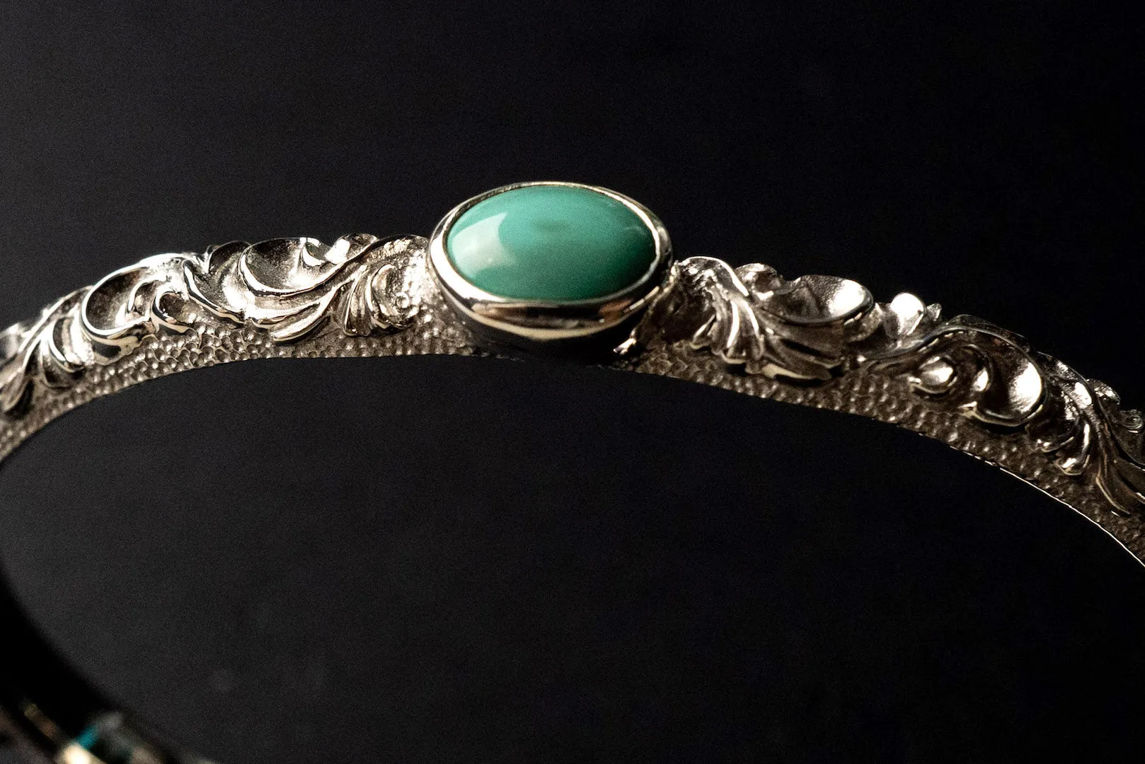 Legend 6mm "Ivy"  Silver Bangle With Turquoise (B-83-TQ)