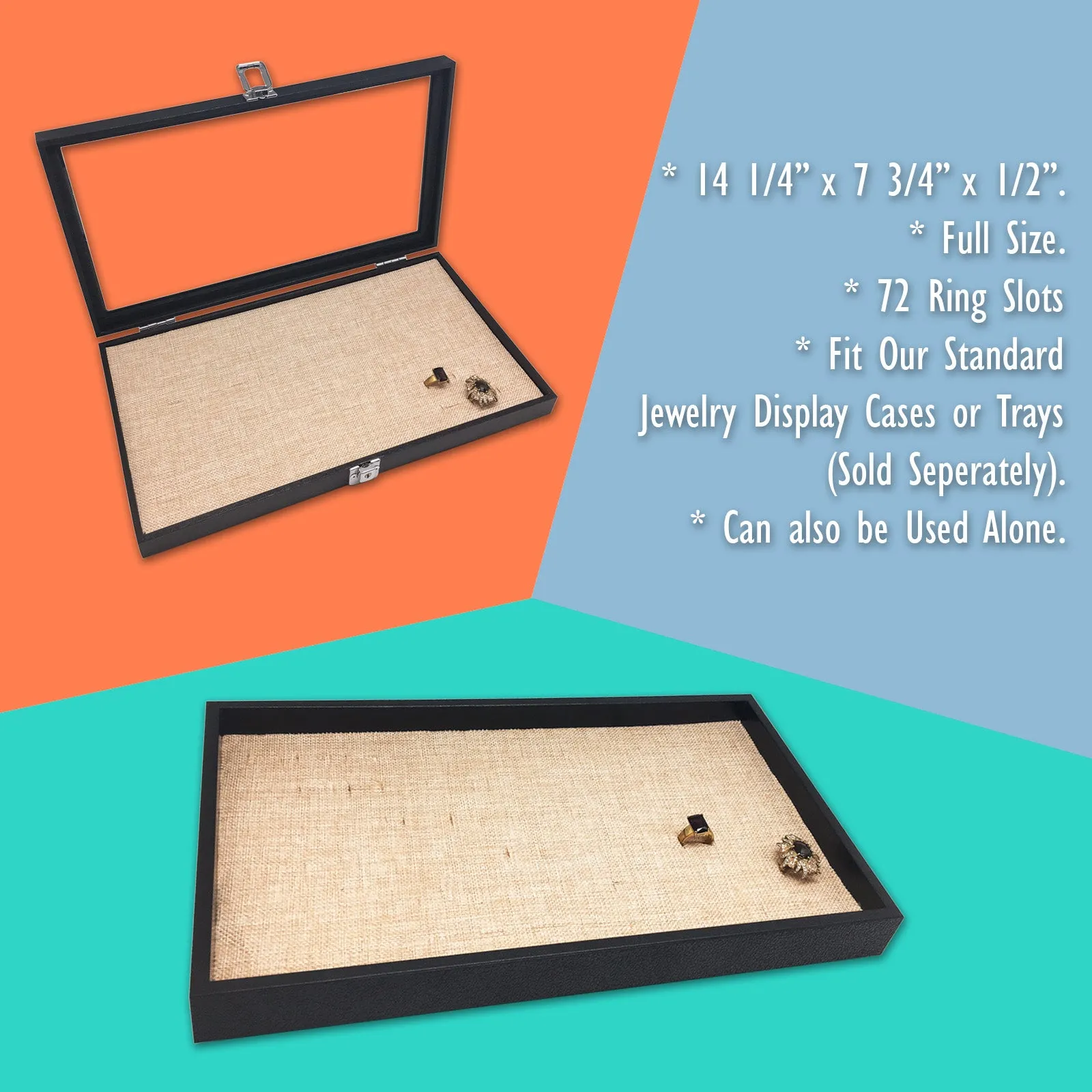 Linen Burlap Foam for 72 Ring Standard Jewelry Tray Insert