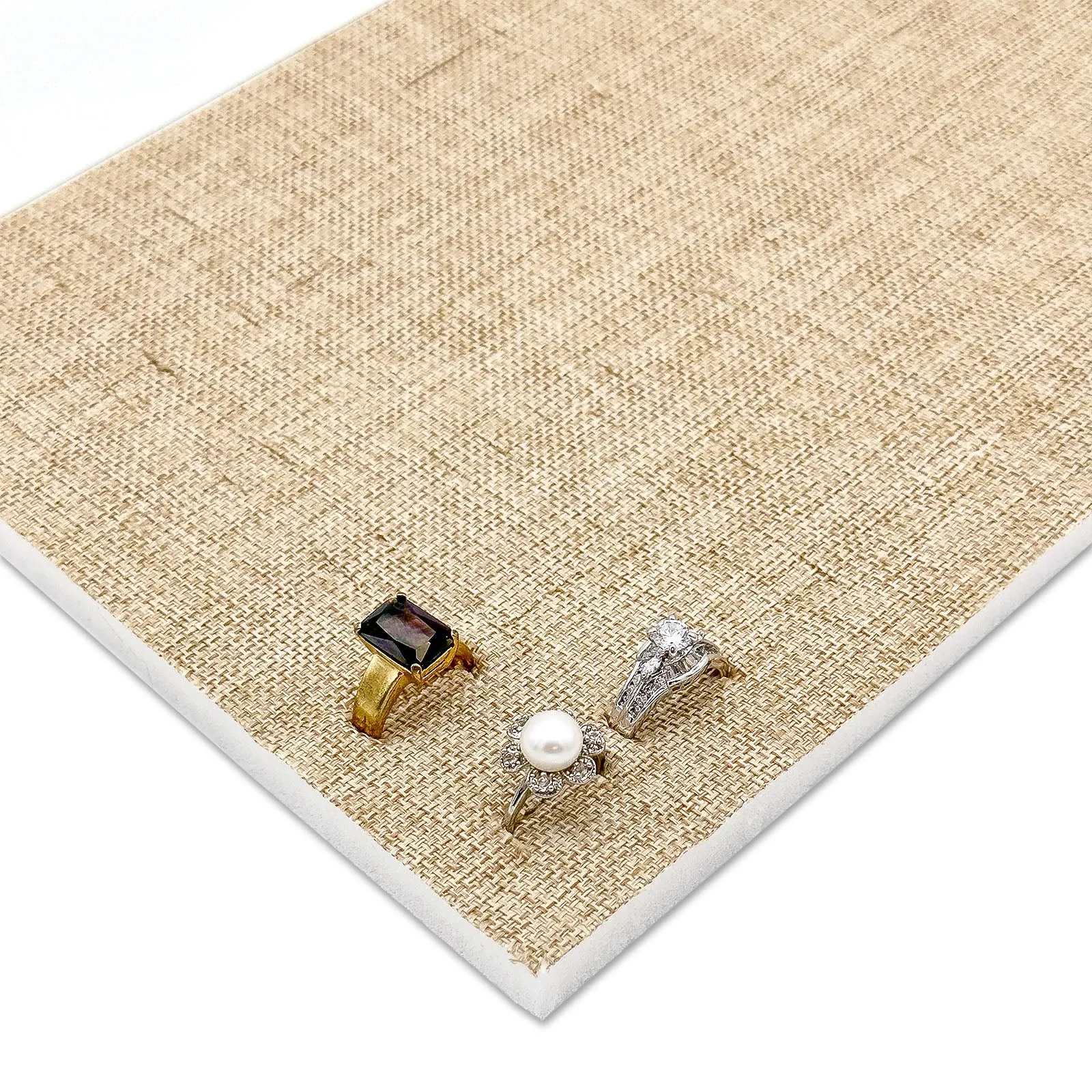 Linen Burlap Foam for 72 Ring Standard Jewelry Tray Insert