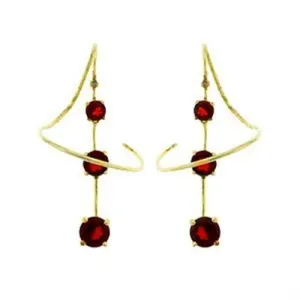 LOAS798 - Gold 925 Sterling Silver Earrings with AAA Grade CZ  in Ruby