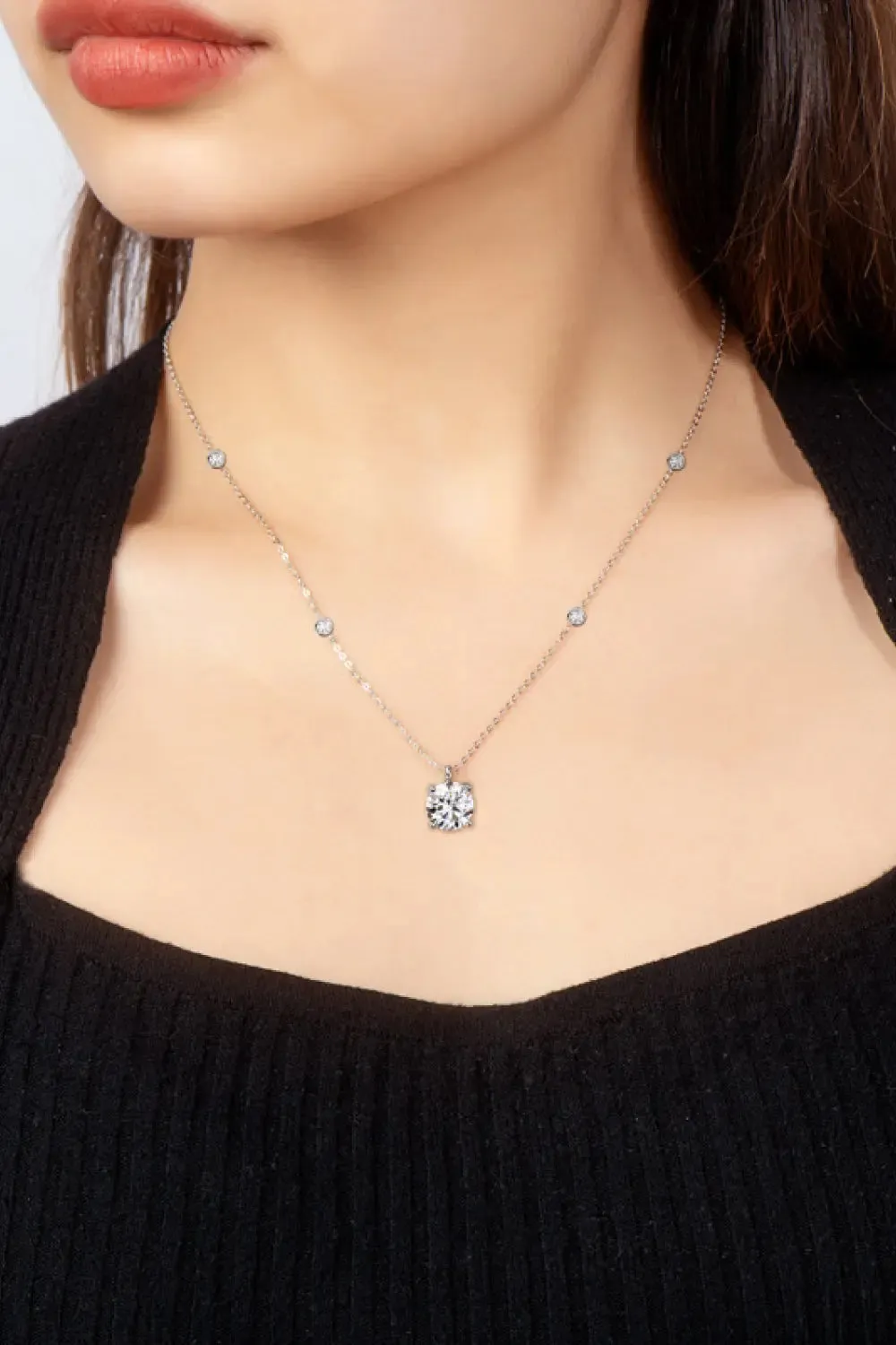 LOVCIA 2 Carat Moissanite 4-Prong 925 Sterling Silver Necklace