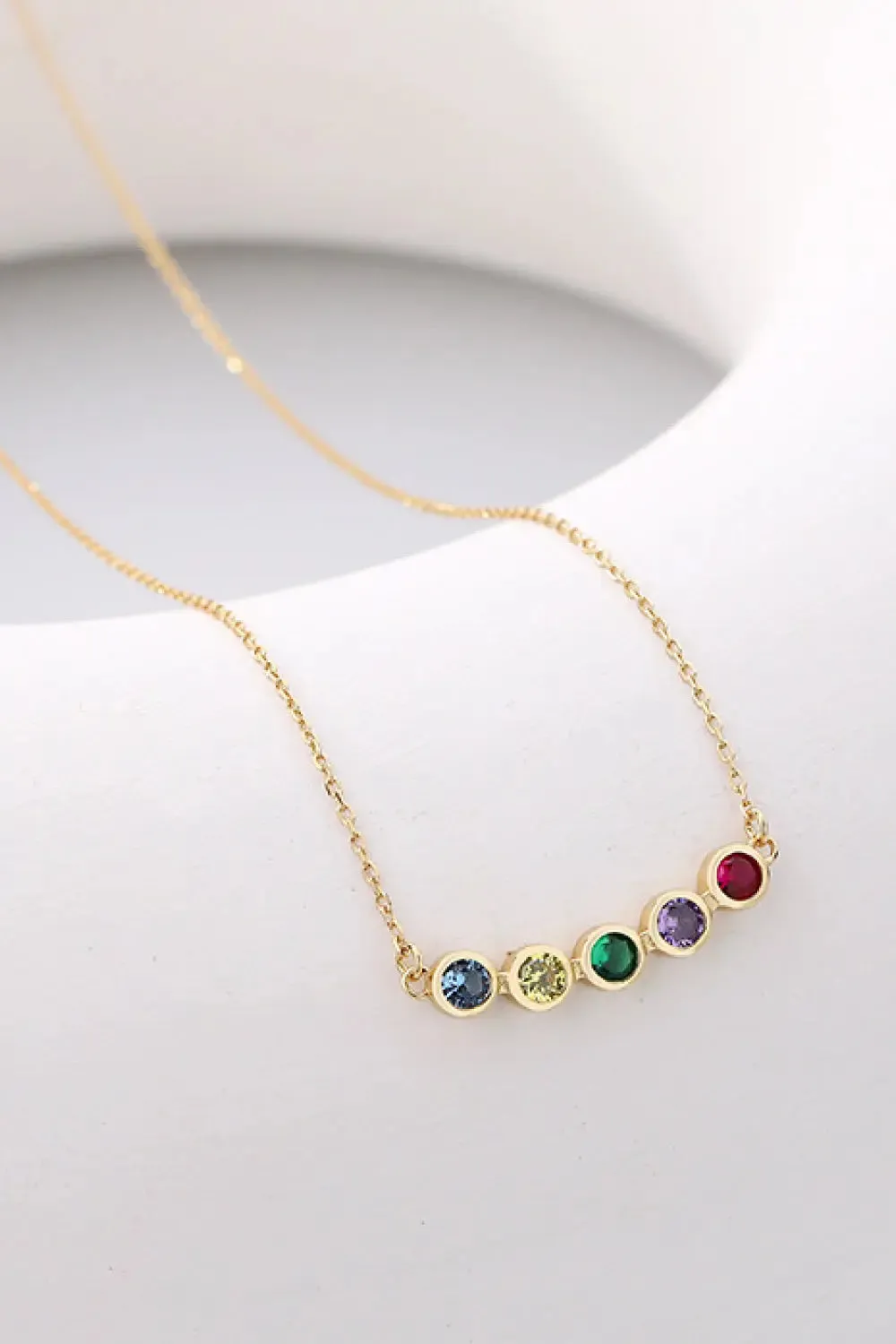 LOVCIA 925 Sterling Silver Rainbow Cubic Zirconia Necklace