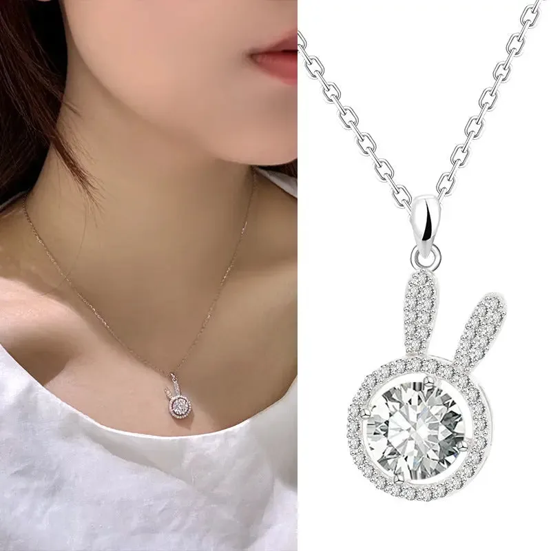 LOVCIA Cute Rabbit 925 Sterling Silver Necklace for Women