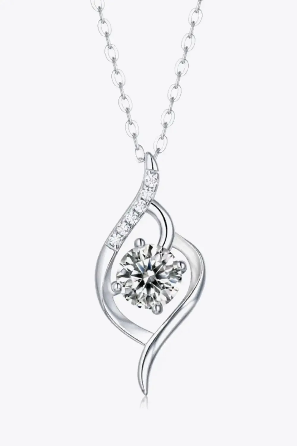 LOVCIA Platinum-Plated 1 Carat Moissanite Pendant Necklace