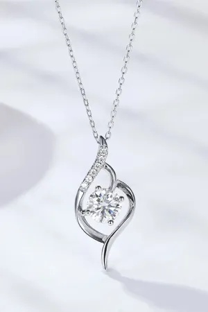 LOVCIA Platinum-Plated 1 Carat Moissanite Pendant Necklace