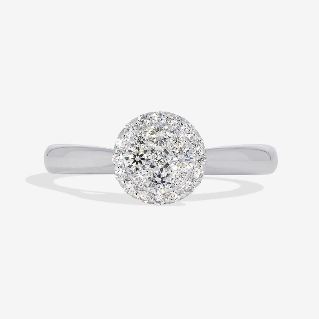LYRA | Round Halo Diamond Set in Platinum 0.33ct