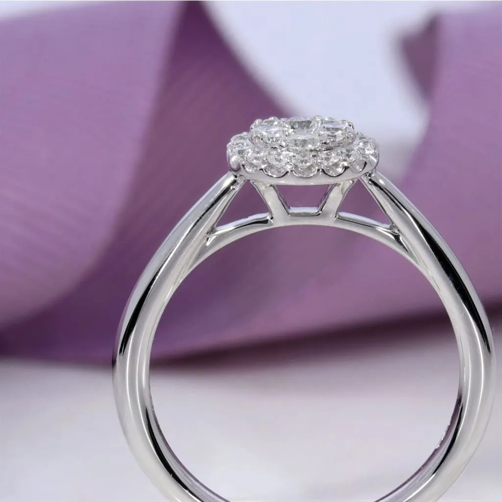 LYRA | Round Halo Diamond Set in Platinum 0.33ct