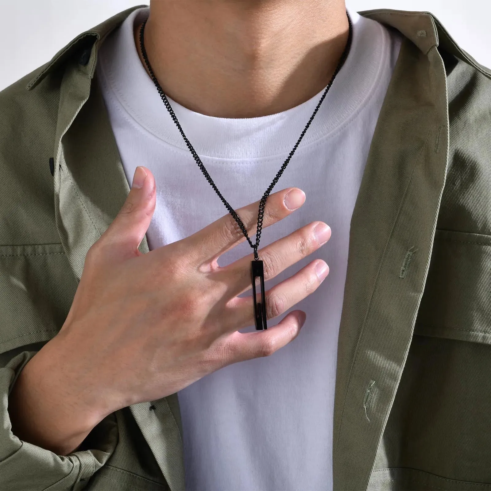 Men Minimalist Geometric Bar Necklaces