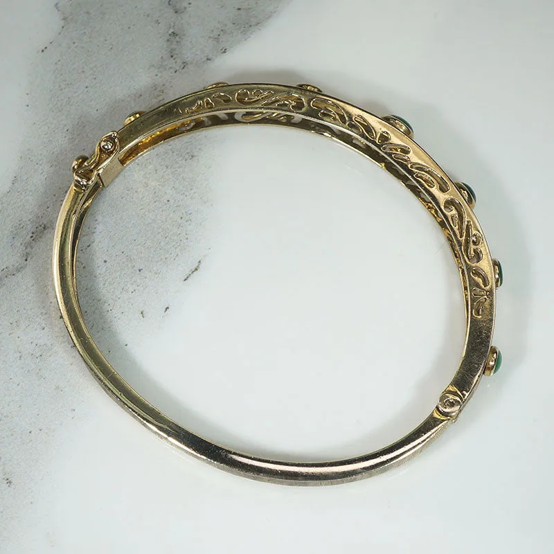 Mid-Century Jade & Diamond-Set Gold Bangle
