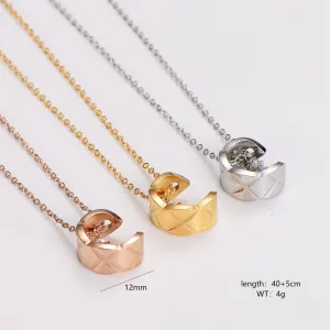 Minimalist Checkered Stainless Steel Electroplating Necklaces
